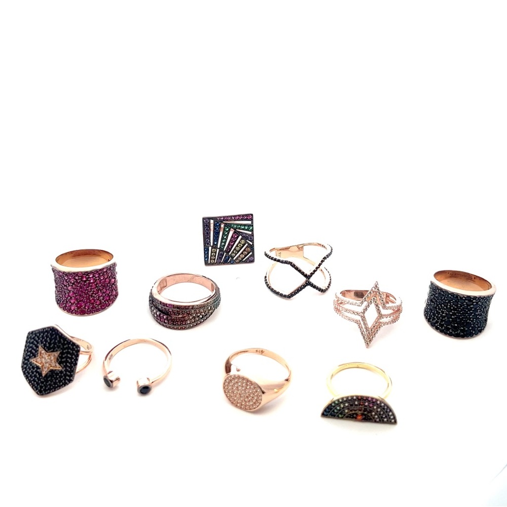 Elegant Multi-Color Ring Set 925 sterling silver wholesale lot